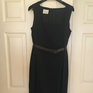 Akris Punto Black Sleeveless Dress w/ Brown Leather Belt 6